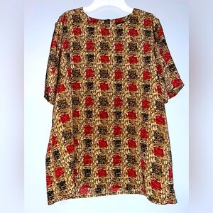 🧸Notations Geometric Patterned Top in Red and Black